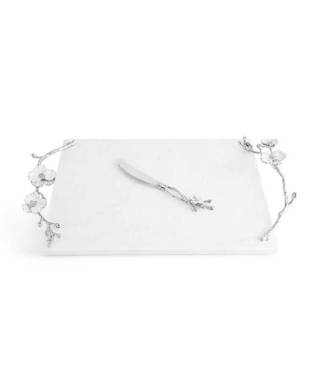 Michael Aram Silver Orchid Cheeseboard with Knife