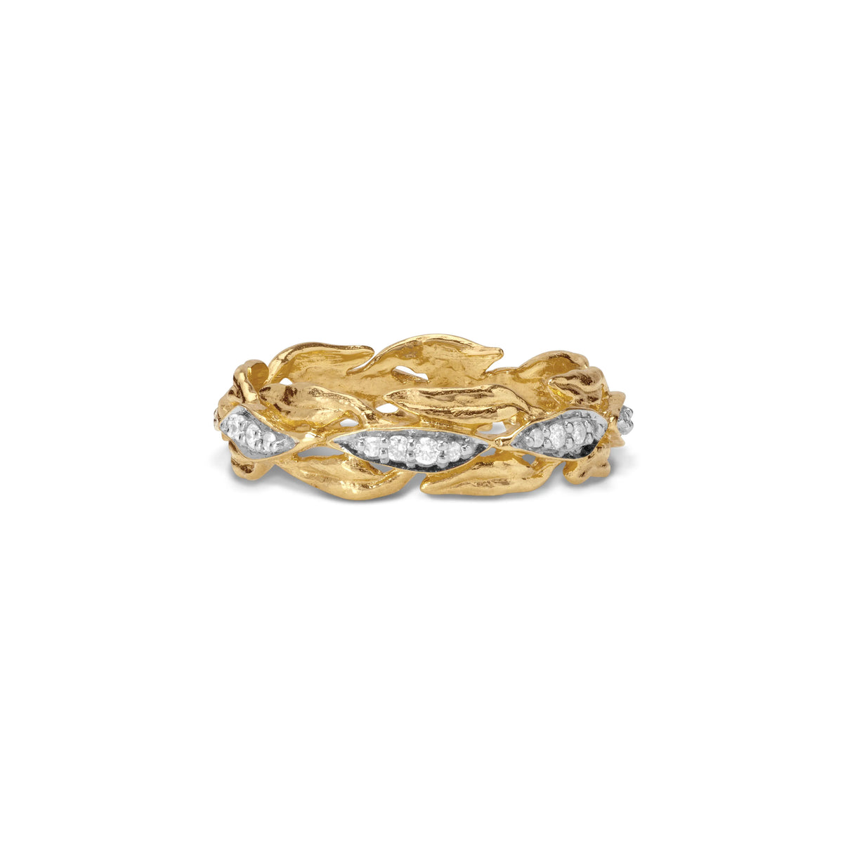Laurel Ring with Diamonds - Yellow Gold