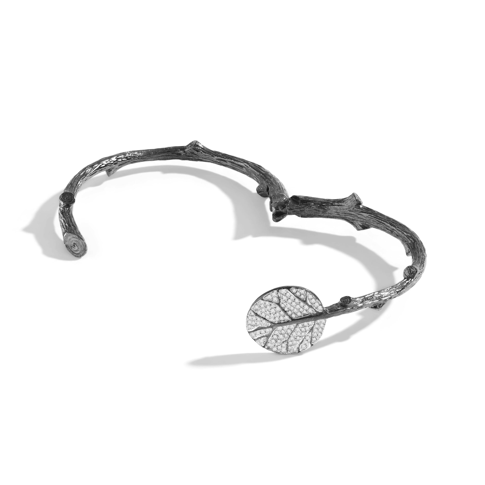 Michael Aram Botanical Leaf Bangle Bracelet with Diamonds