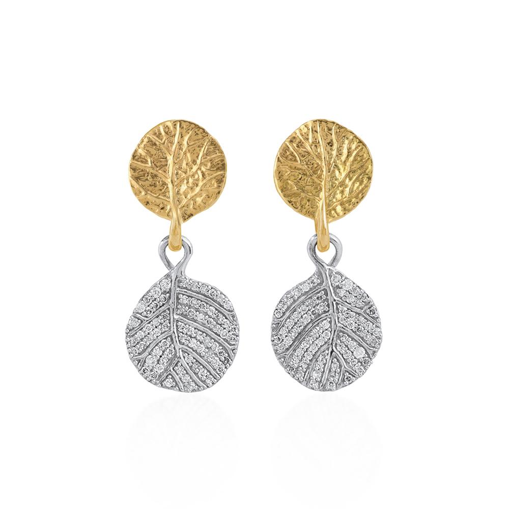 Michael Aram Botanical Leaf Earrings with Diamonds