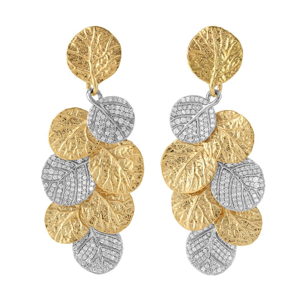 Michael Aram Botanical Leaf Earrings with Diamonds