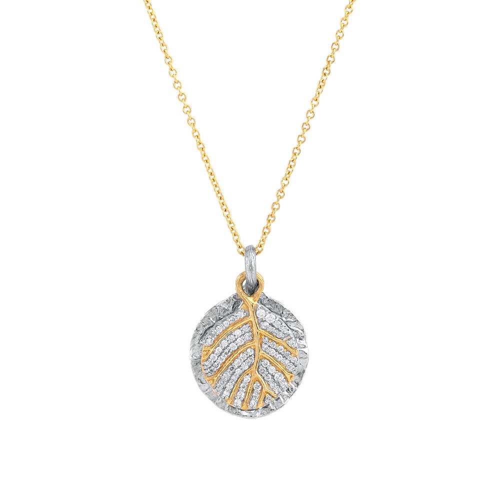 Michael Aram Botanical Leaf Pendant Necklace with Diamonds