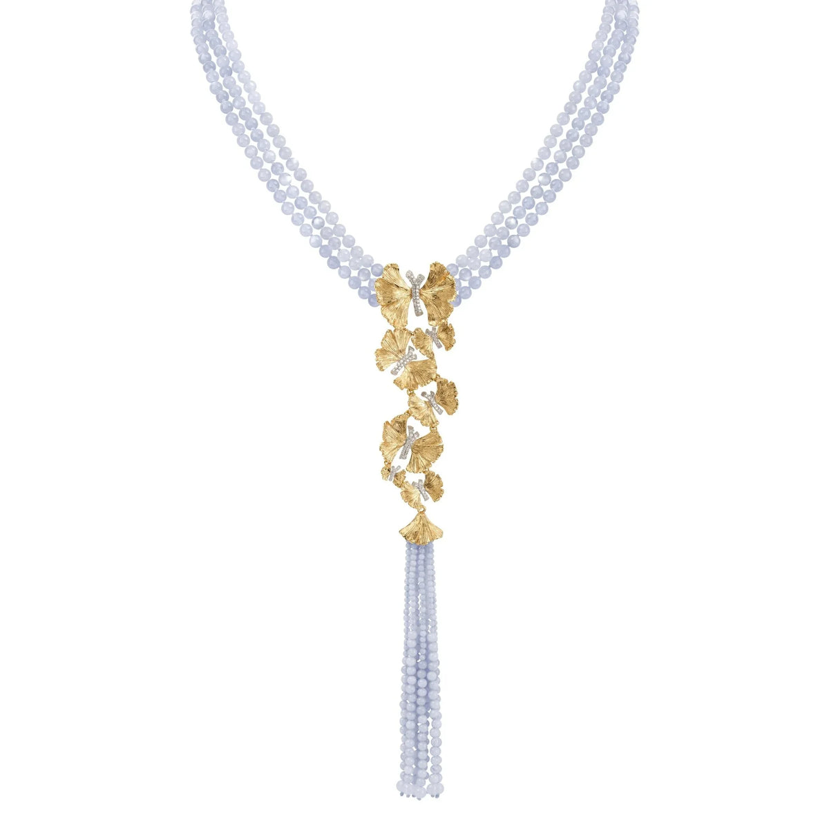 Michael Aram Butterfly Ginkgo Necklace with Chalcedony and Diamonds
