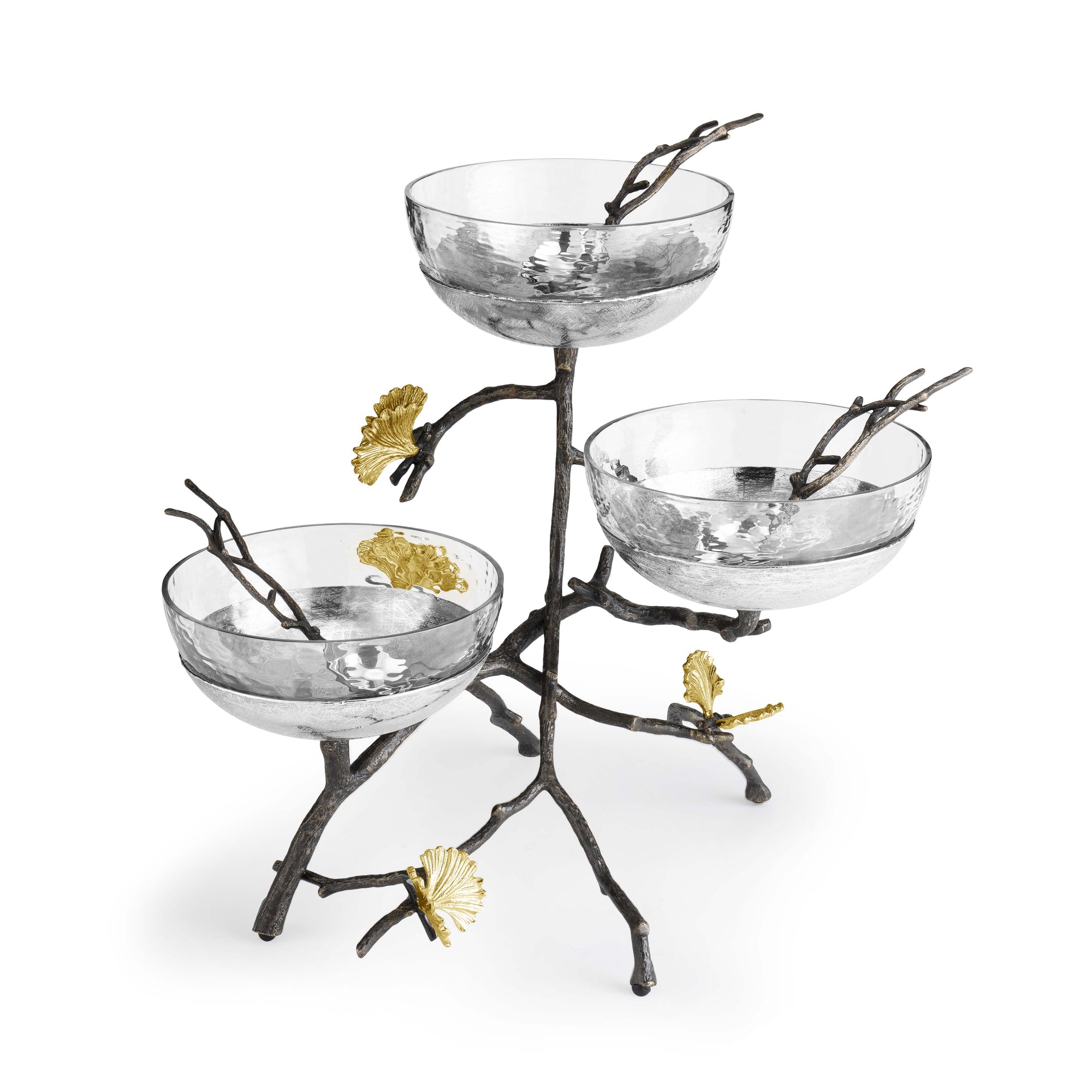 Michael Aram Butterfly Ginkgo Triple Bowl Set w/ Spoons