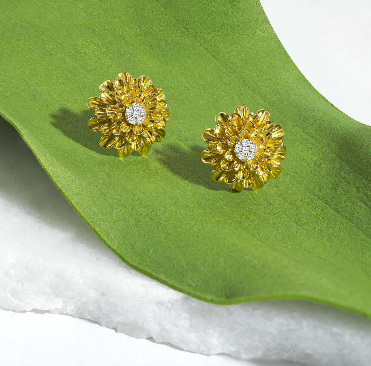 Michael Aram Dandelion Flower Earrings with Diamonds