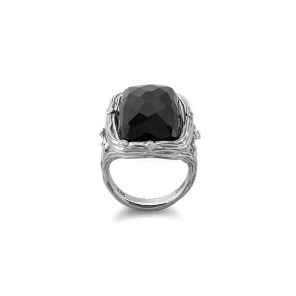 Michael Aram Enchanted Forest Ring with Hematite Doublet and Diamonds