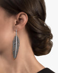 Michael Aram Feather 70mm Earrings with Diamonds