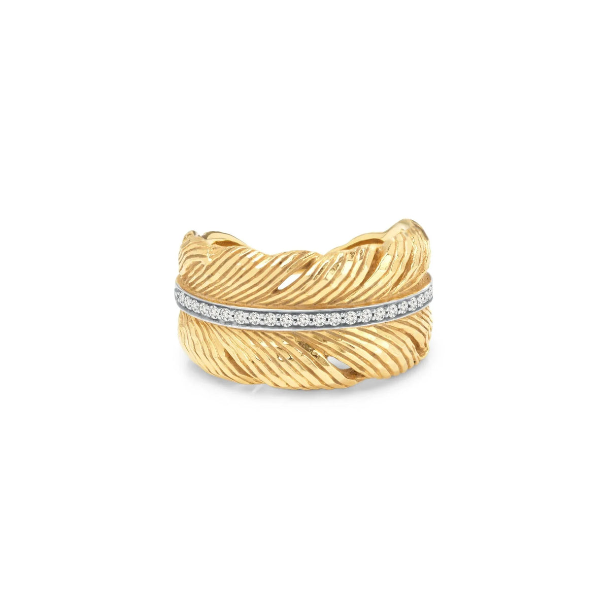 Michael Aram Feather Cuff Ring with Diamonds