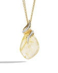 Michael Aram Feather Wrap Necklace w/ Rutilated Quartz & Diamonds in 18K Yellow Gold