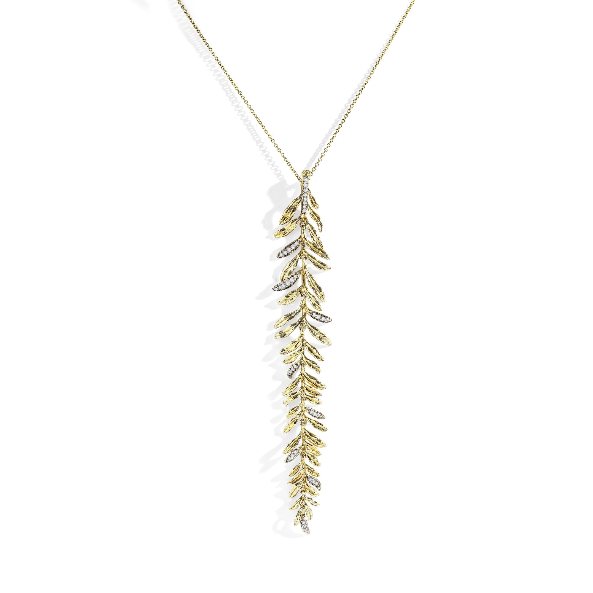 Michael Aram Laurel Leaf Drop Necklace with Diamonds