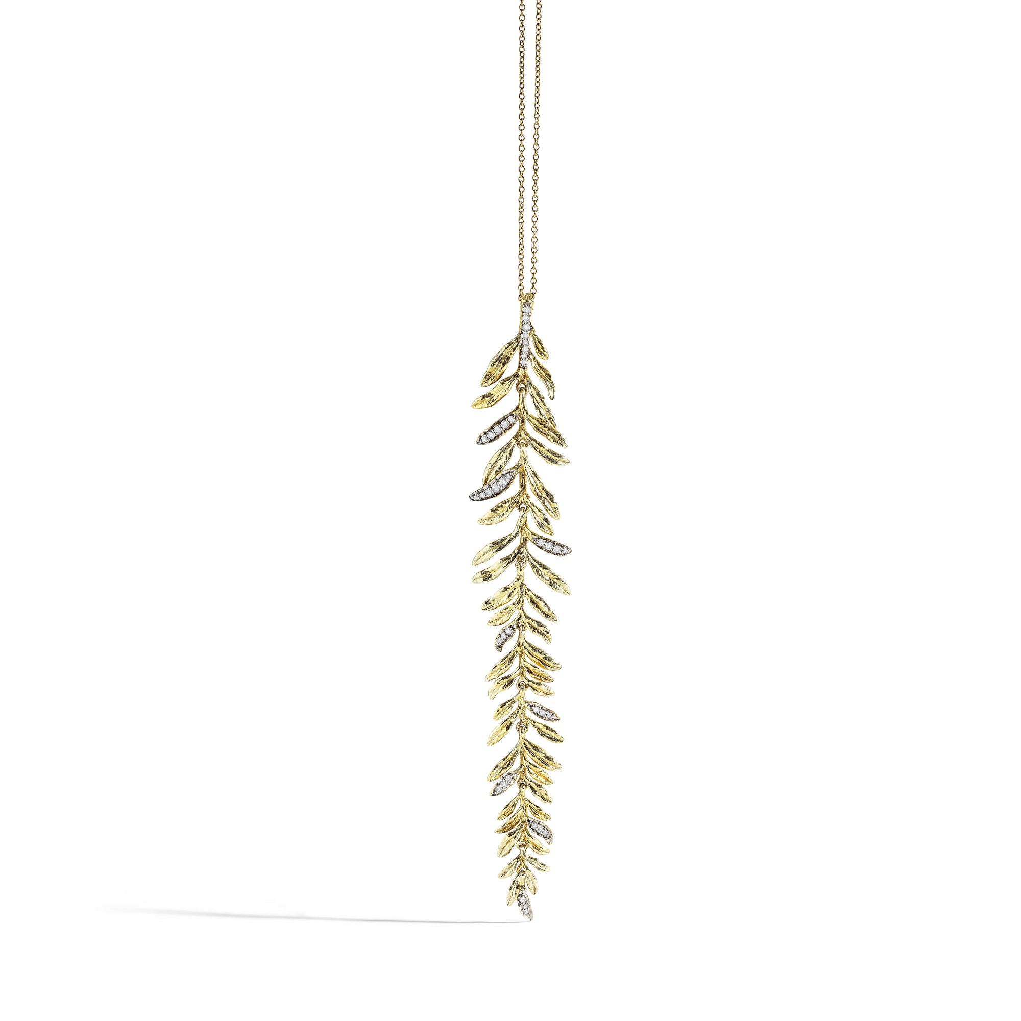 Michael Aram Laurel Leaf Drop Necklace with Diamonds