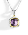 Michael Aram Molten 14mm Cushion Pendant w/ Amethyst in 18K Yellow Gold & Sterling Silver