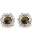 Michael Aram Molten 5mm Round Stud Earrings w/ Hematite in 18K Yellow Gold & Sterling Silver