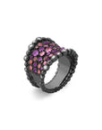 Michael Aram Molten Cuff Ring with Pink Sapphire, Amethyst and Diamonds