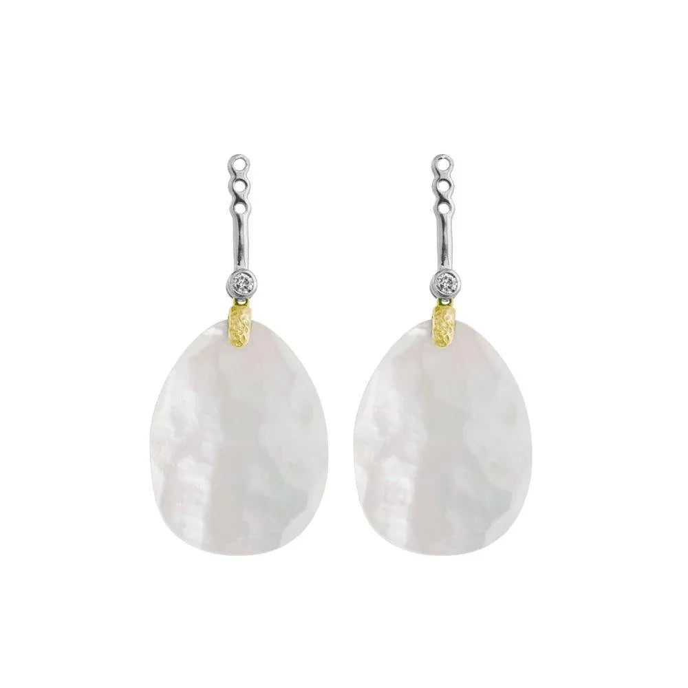 Michael Aram Molten Detachable Earring Drops w/ Mother of Pearl Doublet & Diamonds in 18K Yellow Gold & Sterling Silver