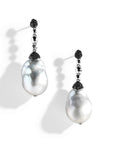 Michael Aram Molten Drop Earrings w/ Grey Pearl & Diamonds in Sterling Silver