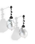 Michael Aram Molten Drop Earrings w/ Grey Pearl & Diamonds in Sterling Silver