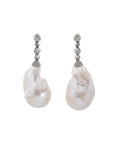 Michael Aram Molten Drop Earrings w/ Pearl & Diamonds in Sterling Silver