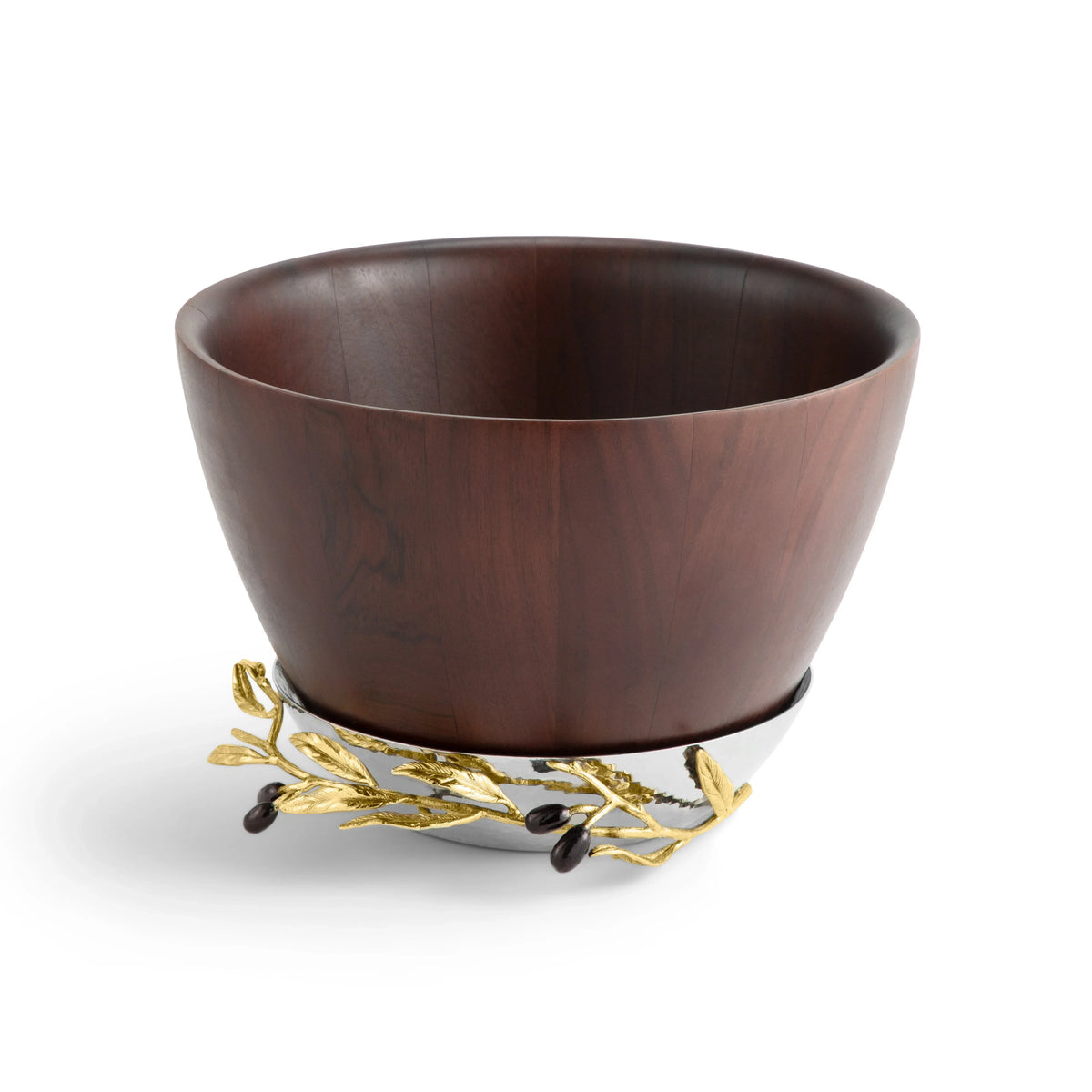 Michael Aram Olive Branch Gold Wood Bowl