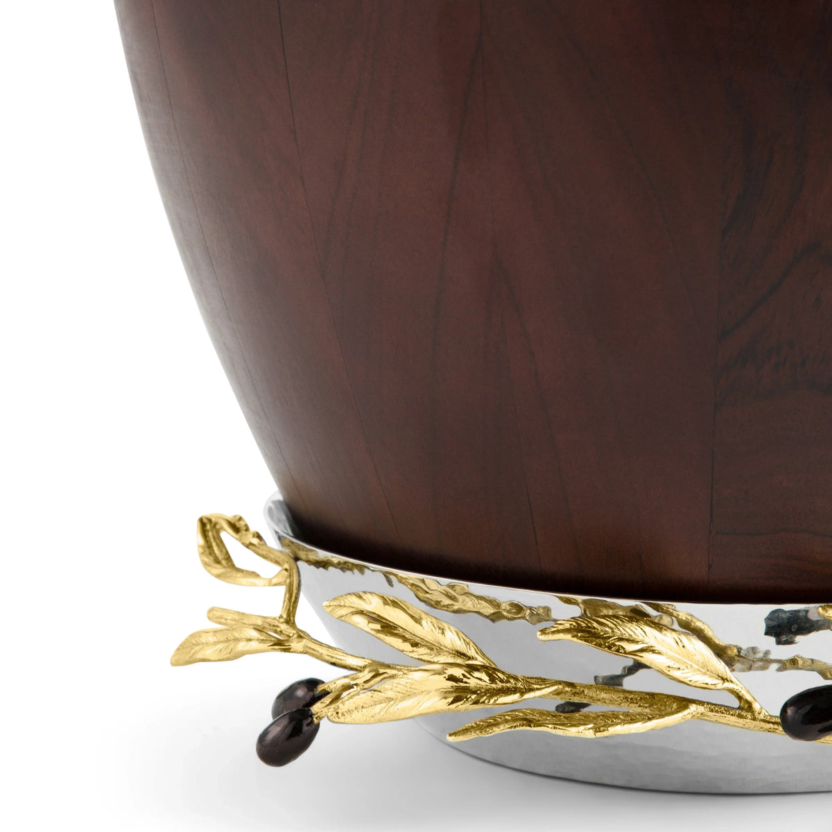 Michael Aram Olive Branch Gold Wood Bowl