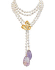 Michael Aram Orchid Lariat Necklace with Pearls, Ametrine and Diamonds