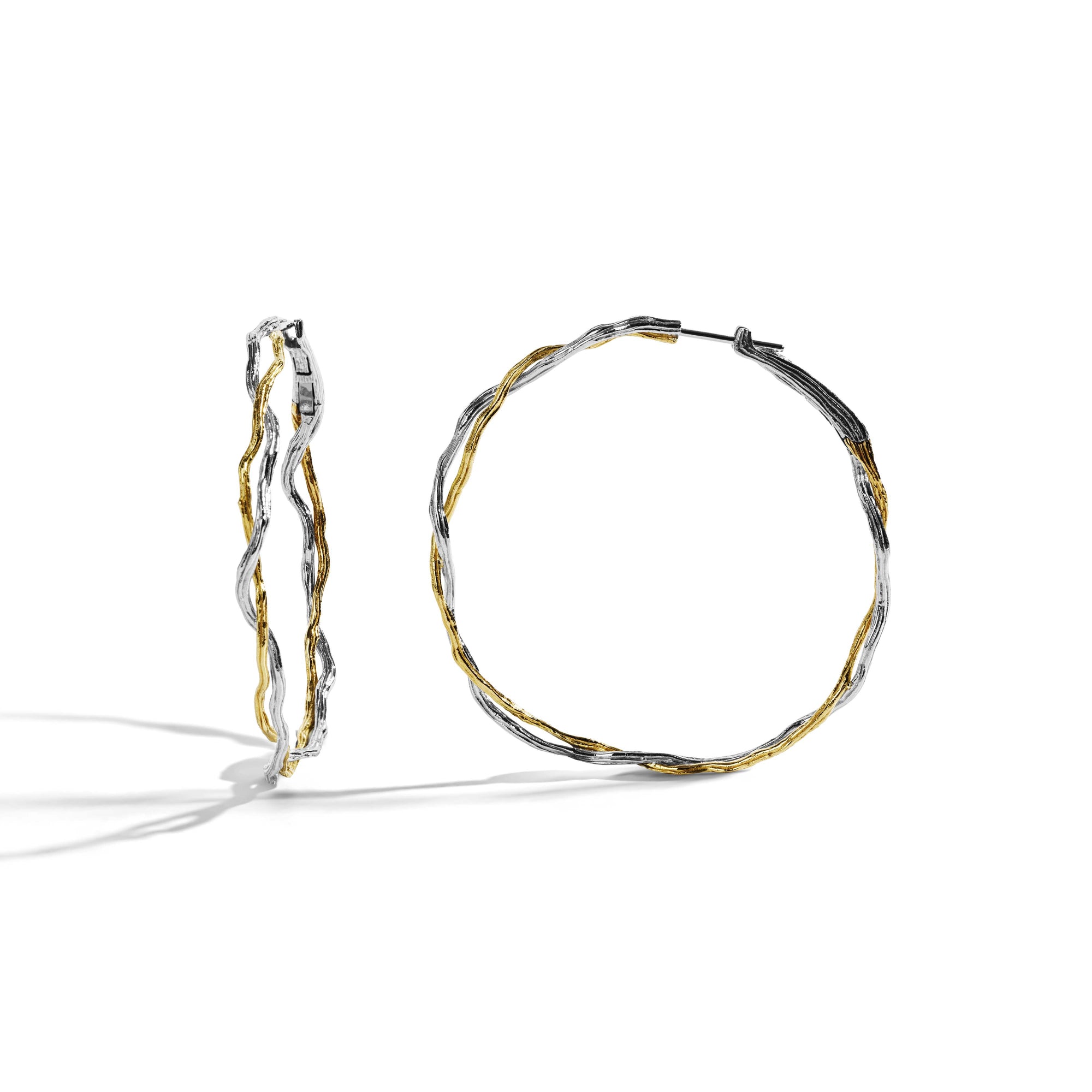 Michael Aram Wisteria Hoops 60mm in Sterling Silver & 18K